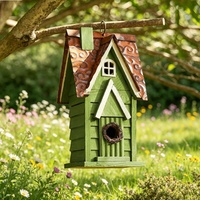 Nichoir décoratif en bois massif vieilli vert de 12 po de hauteur, à suspendre, pour ornement de jardin, vente en gros usine