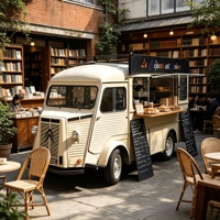 Mobile vintage blanc crème personnalisé pour la préparation de scones au beurre, station de thé Earl Grey pour librairies, jardins, aliments et confiseries