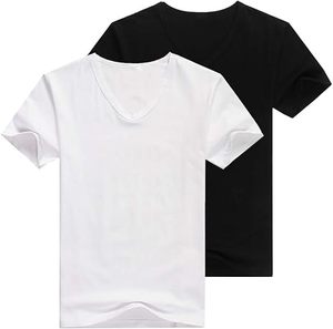 Wholesale Blank Plain t Shirt Custom Your Logo Printing Polyester Cotton Men's V-Neck T-Shirts <strong>Multipack</strong> Style <strong>Tshirt</strong> - Product Image 1