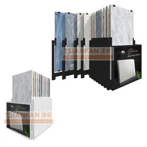 High quality slab storage floor metal stone display rack marble display showroom slab slide marble tile display rack