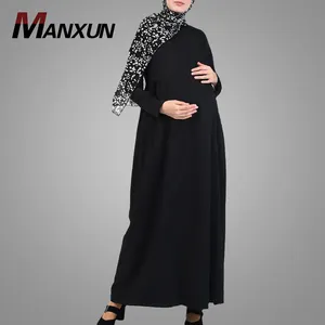 Timur Tengah Lembut Wanita Pakaian Hotsale Sederhana Gaya Lengan Panjang Pakaian Berkualitas Tinggi Maternity Dress Muslim Abaya