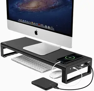 Super Roc meilleure vente, support de moniteur de bureau, support de moniteur, support d'ordinateur portable avec hub usb, chargeur sans fil