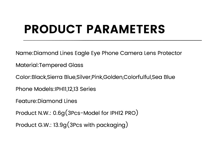 Protector De Lente De cámara Para Iphone Vidrio Templado Con diseño De Diamantes