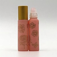 Flacon roll-on en verre mat 5ml 10ml avec bouchon à vis imprimé floral pour huiles essentielles, parfums et soins de la peau