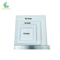 Assiette jetable carrée ou ronde en bagasse de canne à sucre, de qualité supérieure, résistante et micro-ondable, idéale pour les pique-niques