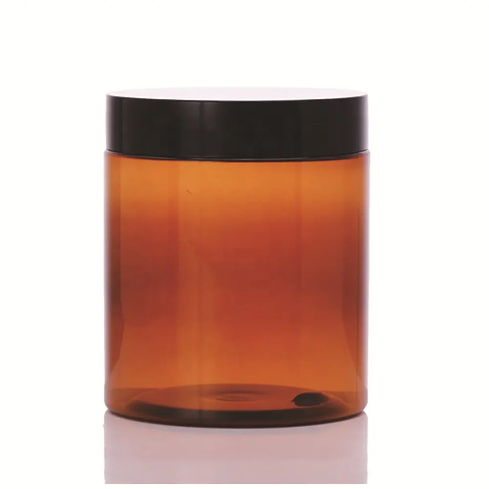 Bán Buôn Chai Kem 100G 120G 150G 200G 250G 300G 400G 500G Hổ Phách Rõ Ràng Nhựa PET Jar Jar Với Nhôm Nhựa Vít Nắp