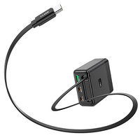 Chargeur GaN 3-en-1 100W en gros avec câble rétractable, prise pliable US, adaptateur EU/UK pour téléphone et ordinateur portable, charge rapide