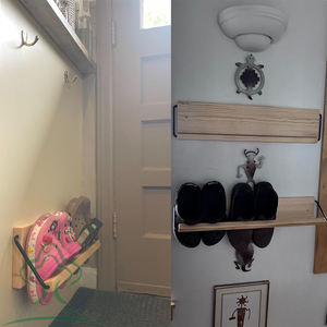 Wall Mounted Wooden <strong>Shoe</strong> <strong>Rack</strong> - Modern &amp; <strong>Small</strong> <strong>Shoe</strong> Storage Solution for <strong>Shoes</strong> and Boots in Narrow Spaces, Entryways,or Hallways - Product Image 4
