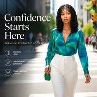Perruque courte synthétique Lace Front style dreadlocks, fabriquée à la machine, pour femme, en soie domestique, avec franges au crochet, sans colle