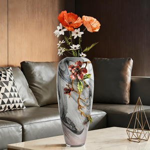Nouveau vase en émail de style chinois, ornement en céramique de luxe à motifs floraux en relief pour la décoration du salon et de la table à manger - Product Image 4