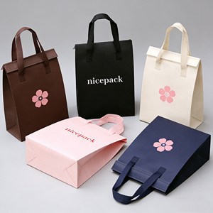 Sacs isothermes personnalisés en non-tissé, écologiques, résistants à l'humidité, recyclables, de qualité alimentaire, avec poignée longue pour desserts froids/chauds - Product Image 1