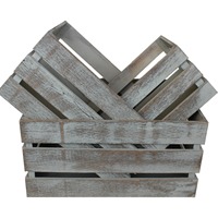 Lot de 3 caisses gigognes rustiques en bois avec poignées Boîte de rangement décorative en bois