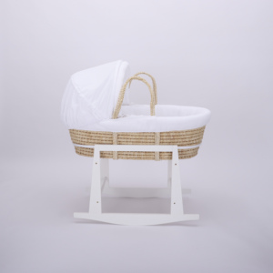 Cesta de dormir hecha a mano de hojas de maíz natural transpirable, moisés para bebé con base oscilante - Product Image 2
