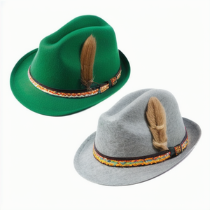 German <span class=keywords><strong>Beer</strong></span> <span class=keywords><strong>Fest</strong></span> <span class=keywords><strong>Festival</strong></span> Party Oktoberfest Hat Tyrolean Robin Hood Bavarian Custom Fedora Sombreros - Product Image 1