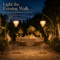 Nouveau style de décoration de scène de mariage en plein air, style romantique de jardin, avec support de lustre en cristal et décorations en fer forgé