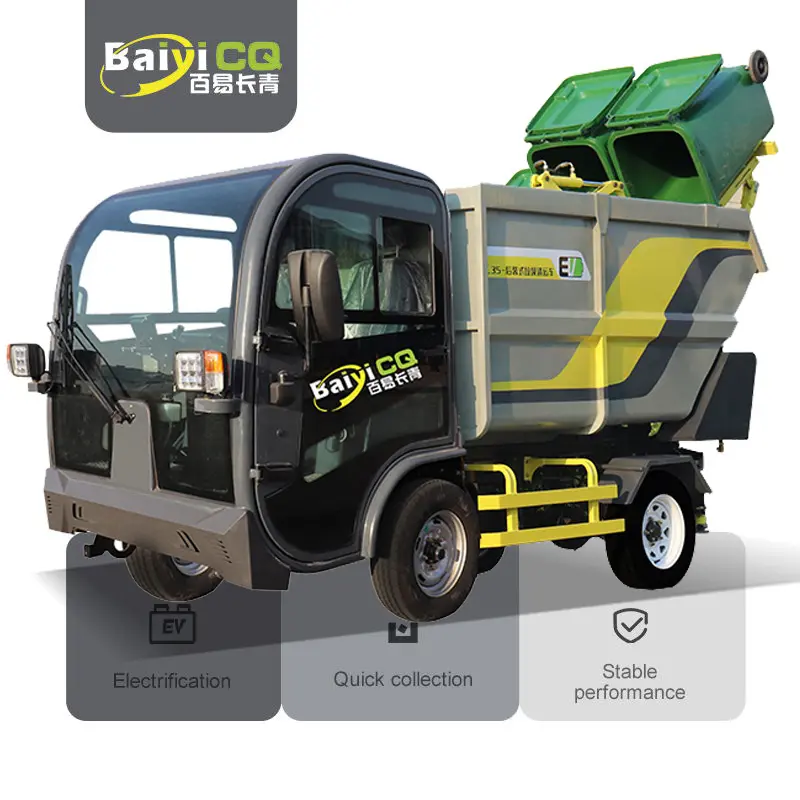 Factory Direct Sale Small Refuse Waste Collection Trash Electric Side Loader Trash Garbage Truck Vehicle
