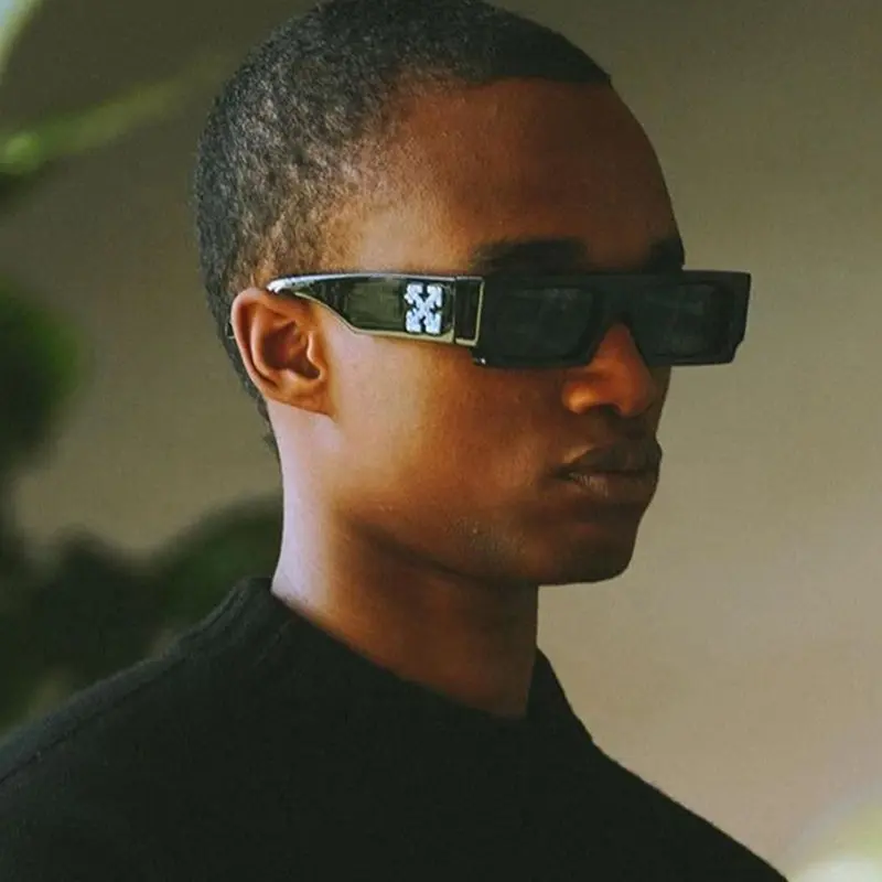 New Black/white Rectangle Sunglasses Men Driving Shades Sun Glasses Brand Designer Fishing Travel Vintage