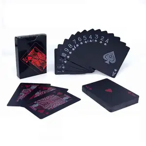 2021 baralho de plástico impermeável, jogo de cartas de pôquer de pvc à prova d'água em cor preta, conjuntos de cartas mágicas clássico, ferramenta de jogos de poker