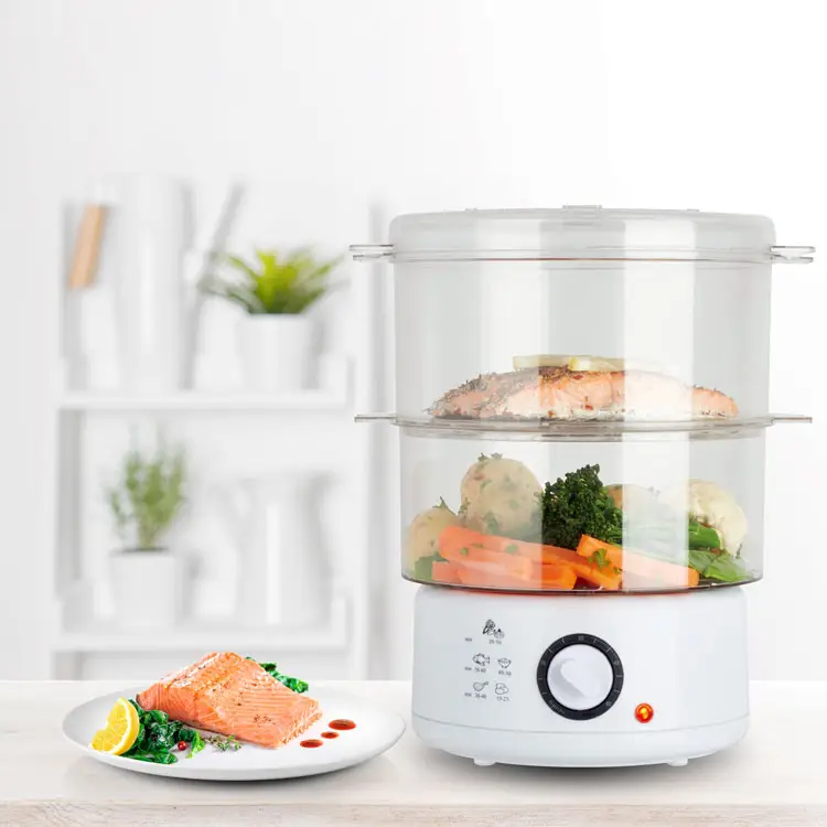 XJ - 92214II Food Steamer Plastic Steam Cooker Electric Food Steamer Mechanical Household Redmi Note Steamer 2 Layers 5L 400 230