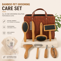 Kit de toilettage pour animaux de compagnie en bambou, brosse professionnelle pour enlever les poils de chien, peigne, coupe-ongles, outils de massage