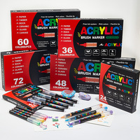 Marqueur acrylique Bview Art, marqueur pinceau, peinture artistique pour étudiants, acrylique liquide direct, pointe souple, 72 couleurs