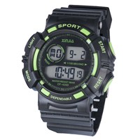 XINJIA jam tangan Digital LED pria, jam tangan olahraga dengan Logo kustom Chronograph tahan air untuk luar ruangan