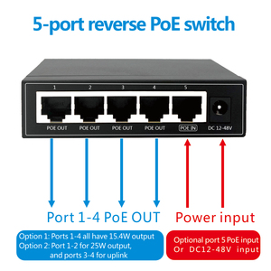 맞춤형 RPOE OEM 중계기 5 포트 8 포트 100Mbps 1000Mbps 기가비트 역 POE 스위치 24V - Product Image 5
