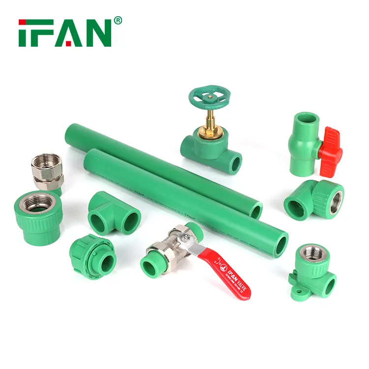 IFAN phù hợp PPR 20-110mm ổ cắm tee khuỷu tay Công Đoàn màu xanh lá cây PPR ống và phụ kiện