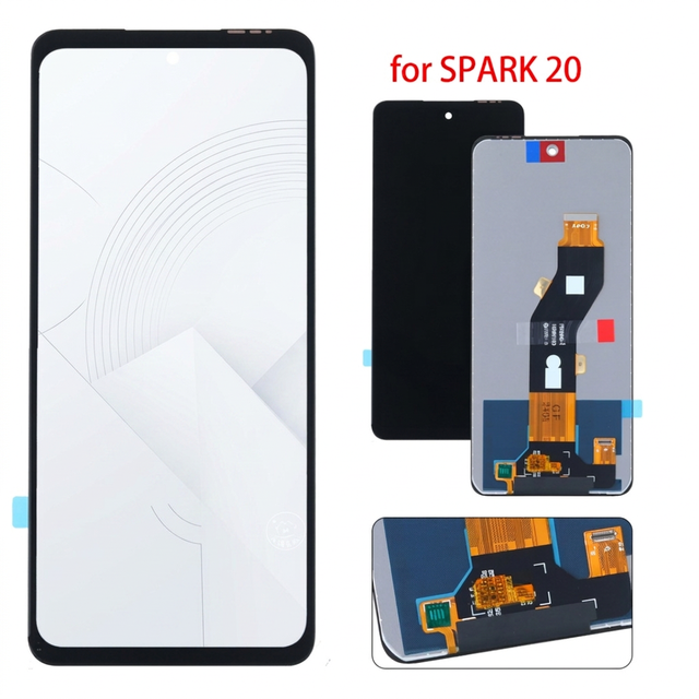Wholesale OEM 100% Tested OLED Touch Digitizer Full Assembly for Tecno Spark 20 4G KJ5 Mobile Phone Screen Replacement Repair