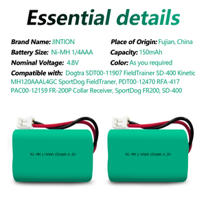 JINTION NIMH 1/4AAA 150MAH 4.8V nimh batteria ricaricabile per Dogtra FieldTrainer ricevitore SD-400 SD-400S collare cane - Product Image 4