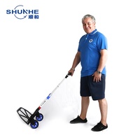 Chariot à main pliable en aluminium robuste de qualité industrielle OEM, bleu, durable, léger, capacité de 60 kg, roues en TPR PP