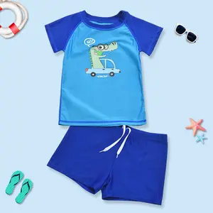 New Boys' Separate Swimsuit In Children's Cartoon Splicing Swimsuit Beach Surfing Beach Polyester Swimsuit