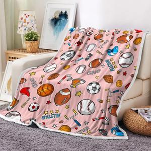Couverture en flanelle à motifs sportifs, couverture de sieste, lavable en machine, résistante à la décoloration, pour chambre à coucher, salon, impression personnalisée - Product Image 2