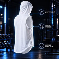 Veste de sport sans manches à capuche en gros, haute qualité, respirante, en polyester, pour le fitness, vente directe d'usine