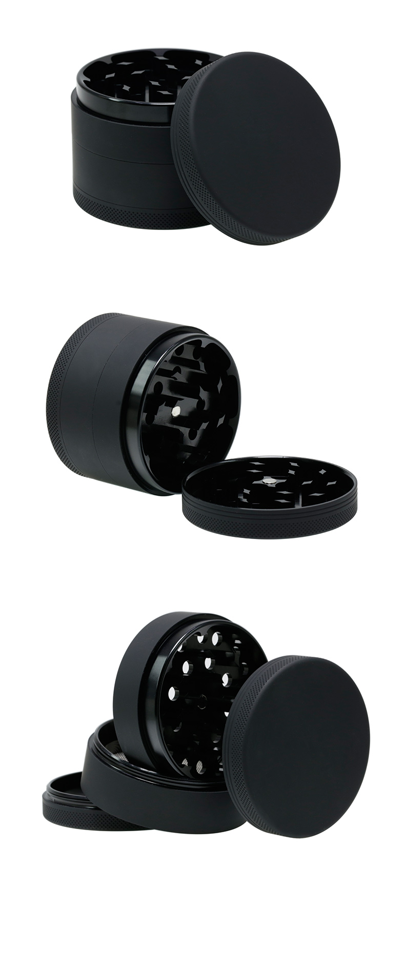 Diameter 63MM four layer rubber paint aluminum alloy smoke grinder custom logo 6119