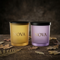 Pot à bougie en verre de luxe de haute qualité, multicolore, à fond épais, 8oz 10oz 14oz avec couvercle et boîte cadeau, logo personnalisé, vente en gros