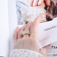 Perhiasan Fashion HipHop Grosir, Set Cincin Tunangan Bertumpuk Model Iced Out, Lulus Uji Berlian, Cincin Moissanite Twist Shank untuk Wanita