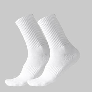 <b>Men's</b> Crew <b>Socks</b> 100% Cotton Knitted Breathable Daily Wear <b>White</b> Logo on Cuff Summer Style - Product Image 6