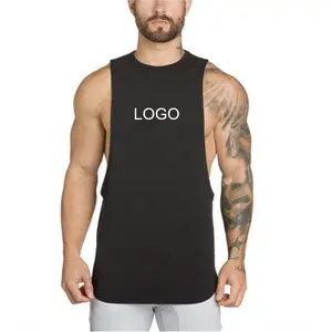 Vendita calda muscle tee senza maniche sport vest canotta in cotone uomo fitness