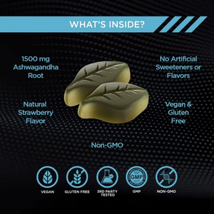 Chất chống oxy hóa tự nhiên hữu cơ Ashwagandha L-Theanine cải thiện trí nhớ & giấc ngủ Vegan Gummies người lớn - Product Image 3