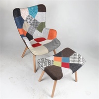 Fauteuil de relaxation convertible scandinave moderne en velours patchwork avec coussin, idéal pour chambre, salon, ottoman, hôtel - Vente en gros