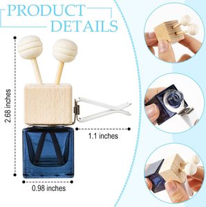 8ml Glass Car Air Freshener <strong>Vent</strong> <strong>Clip</strong> Empty Essential Oil <strong>Diffuser</strong> Bottle Auto Glass Perfume <strong>Diffuser</strong> with <strong>Vent</strong> <strong>Clip</strong> Wooden Cap - Product Image 3