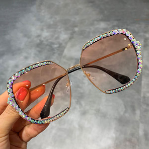 Luxe Strass carré Surdimensionné lunettes de <span class=keywords><strong>Soleil</strong></span> Lentille Claire Flamme En Métal Hommes Femmes lunettes de <span class=keywords><strong>soleil</strong></span> - Product Image 4