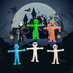 Poupée anti-stress extensible en TPR pour enfants et adultes, thème Halloween, 5 à 7 ans, jouet en caoutchouc avec visages créatifs - Product Image 1