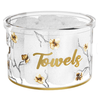 Taille personnalisée Judaica Lucite Boîte à serviettes en acrylique transparent de qualité supérieure avec motif floral doré-Organisateur de rangement élégant pour salle de bain