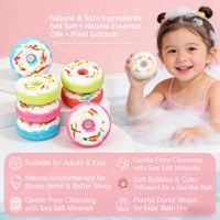 Lot de bombes de bain effervescentes en forme de donut, sel marin, rose, lavande, citron, naturelles, faites à la main, coffret cadeau, OEM ODM