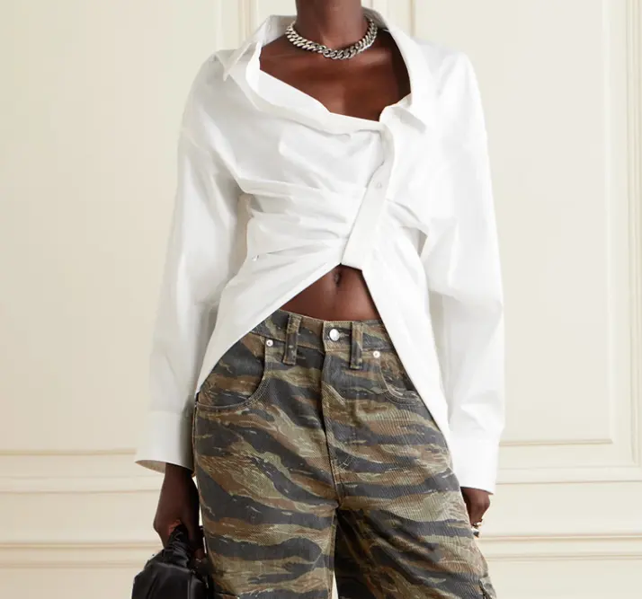 Großhandel Herbst New Oblique Schulter kragen Taille Solid White Frauen Langarm Shirt