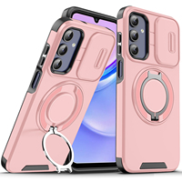 Coque de protection robuste pour objectif d'appareil photo avec béquille rotative et anneau magnétique pour Samsung A16, étui de téléphone en TPU+PC rigide