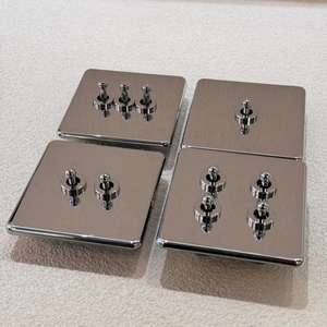 86 Interrupteur à bascule mural 1/2/3/4 Gang Panneau en acier inoxydable <span class=keywords><strong>Chrome</strong></span> Miroir Argent EU16APrise européenne française universelle 13aUK - Product Image 2