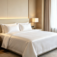 Parure de lit de luxe pour hôtel, collection de qualité supérieure, en coton blanc, avec taie d'oreiller et drap plat